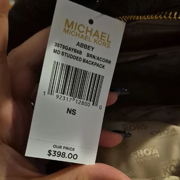 Michael Kors Tan and Gold Studded Backpack - Picture 5 of 6